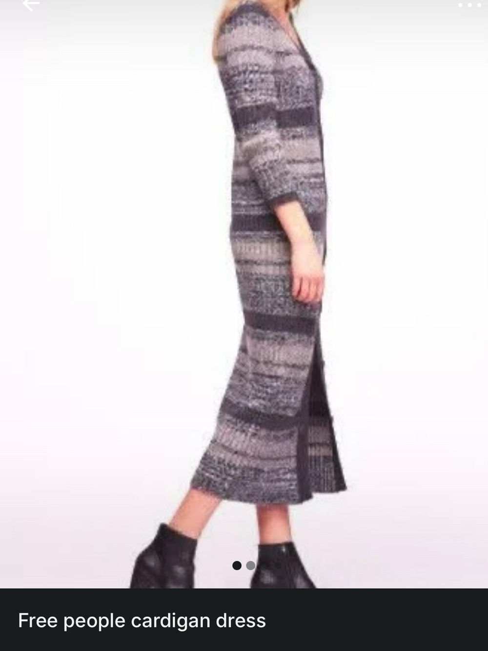 Free People Gray & Charcoal Striped Maxi Cardigan Dress